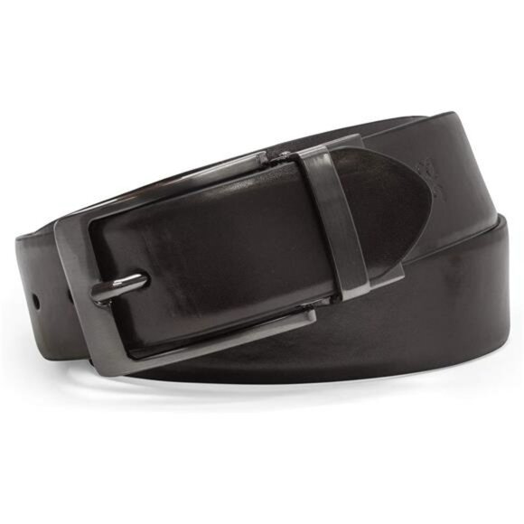 Mens Reversible Leather Belt Casual Dress Black Brown Adjustable Work Belt - Picture 4 of 7